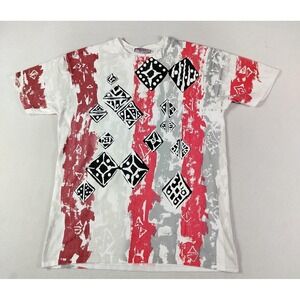 Vintage Aero Dynamics Shirt Mens‎ Medium Multicolor Abstract Art Graphic 90s